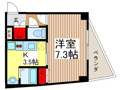 第3荻島ユニティ(1K/3階)の間取り写真