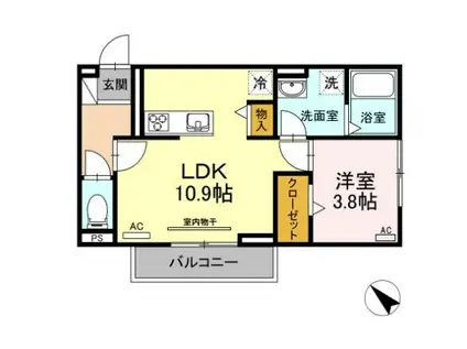 ヴィラージュ藤沢(1LDK/2階)の間取り写真