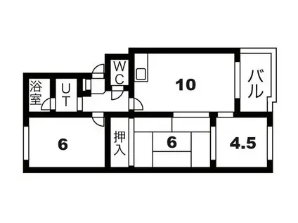 シャトーわたなべ(3LDK/4階)の間取り写真