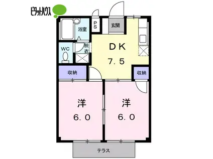 グリンハイツ本宿A(2DK/1階)の間取り写真