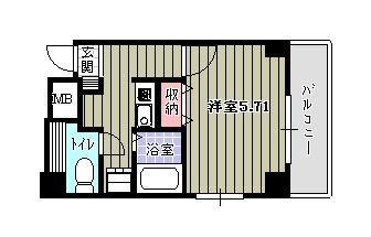 カーサ川島(1K/3階)の間取り写真