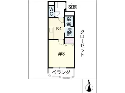 エーデルハイム八木(1K/1階)の間取り写真