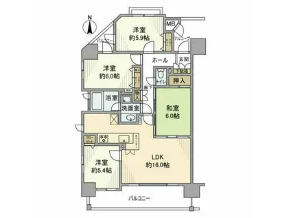 ポレスター本厚木(4LDK/3階)の間取り写真