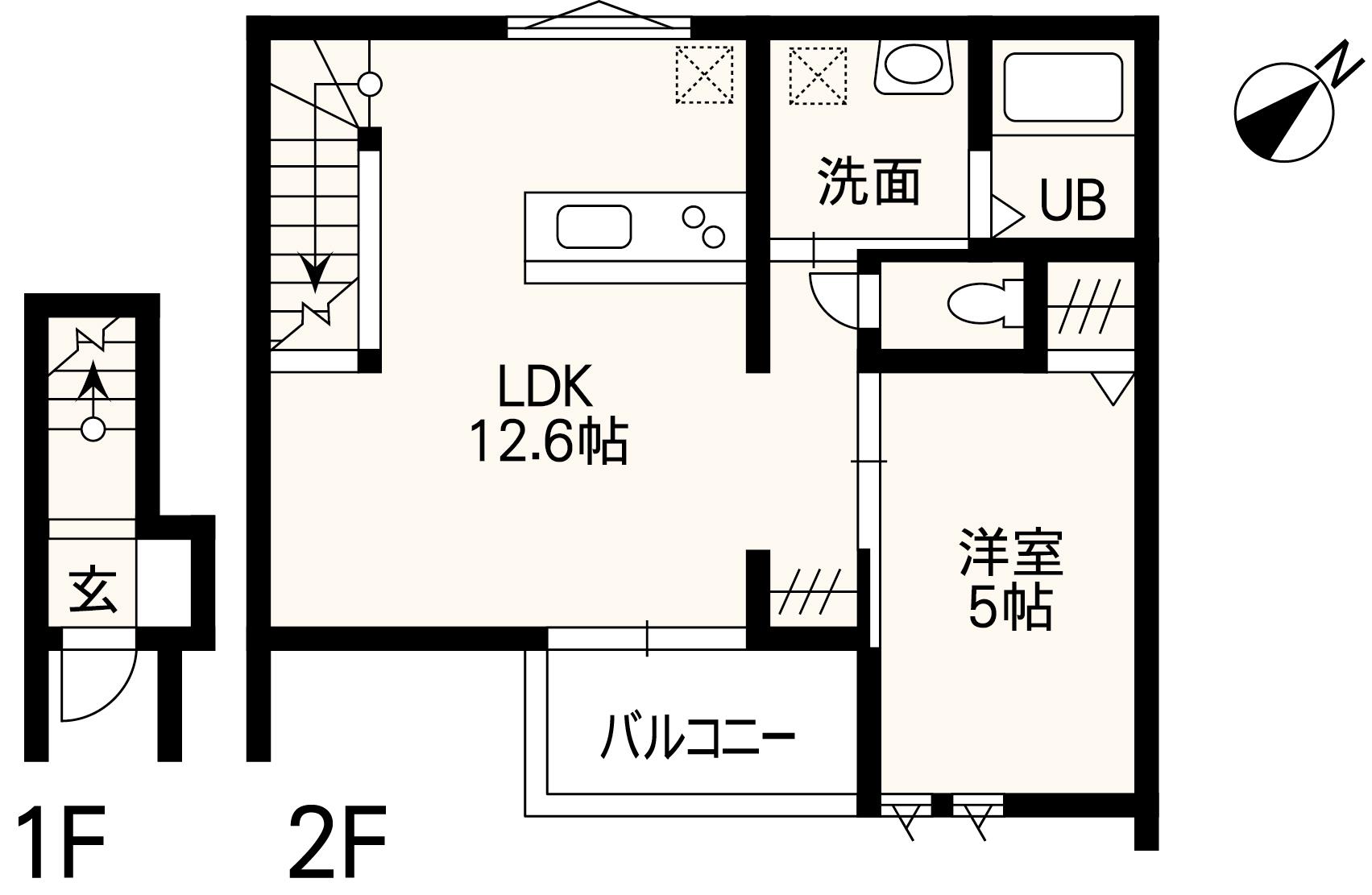 ホワイトステージSUYA(1LDK/2階)の間取り写真
