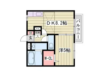 アーバンプラザI(1DK/1階)の間取り写真