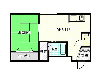 大福ビル(1DK/1階)の間取り写真