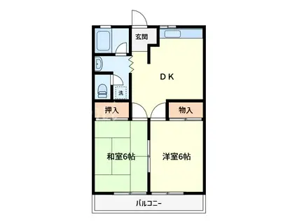 パステル麻生(2DK/2階)の間取り写真