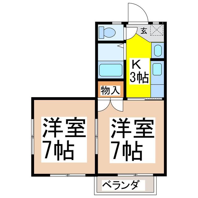 コーポアオキ(2K/1階)の間取り写真