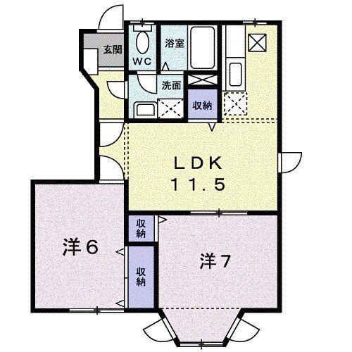ヴィレッジ・ジュークA(2LDK/1階)の間取り写真