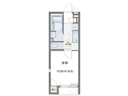 グラシューズ(1K/1階)の間取り写真