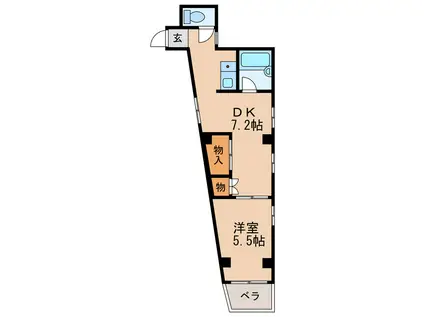 クレスト白壁(1DK/2階)の間取り写真