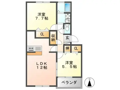 加藤ビルII(2LDK/3階)の間取り写真