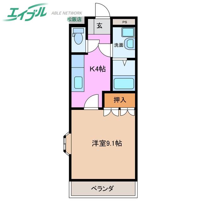 フォレストガーデン利平治(1K/2階)の間取り写真