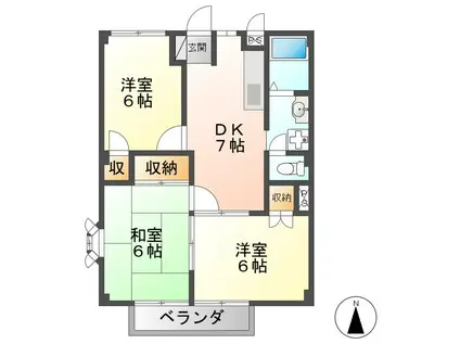 若竹ハイツ(3DK/2階)の間取り写真