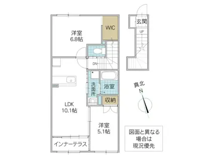 LAKE HILLA棟(2LDK/2階)の間取り写真