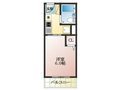 セルティアA棟(1K/1階)の間取り写真