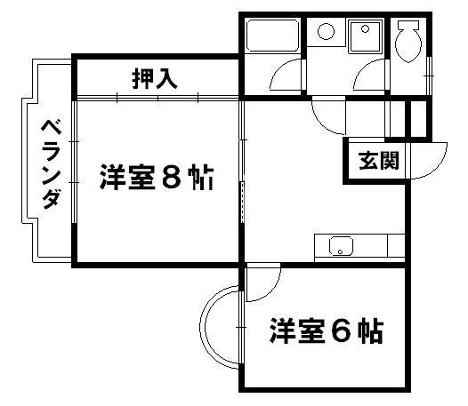 サンハイツ小栗栖II(2LDK/3階)の間取り写真
