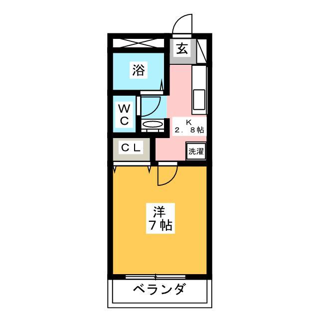 コーポ椎の木(1K/2階)の間取り写真