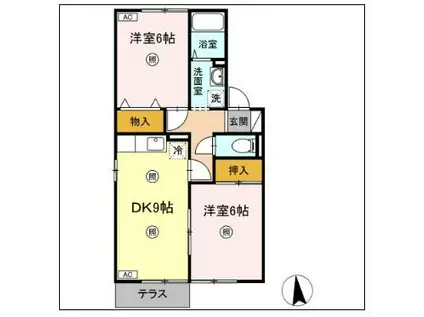 メゾン・ド・グランメール II(2DK/1階)の間取り写真