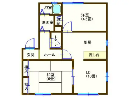 ラフォーレ福居8(2LDK/2階)の間取り写真