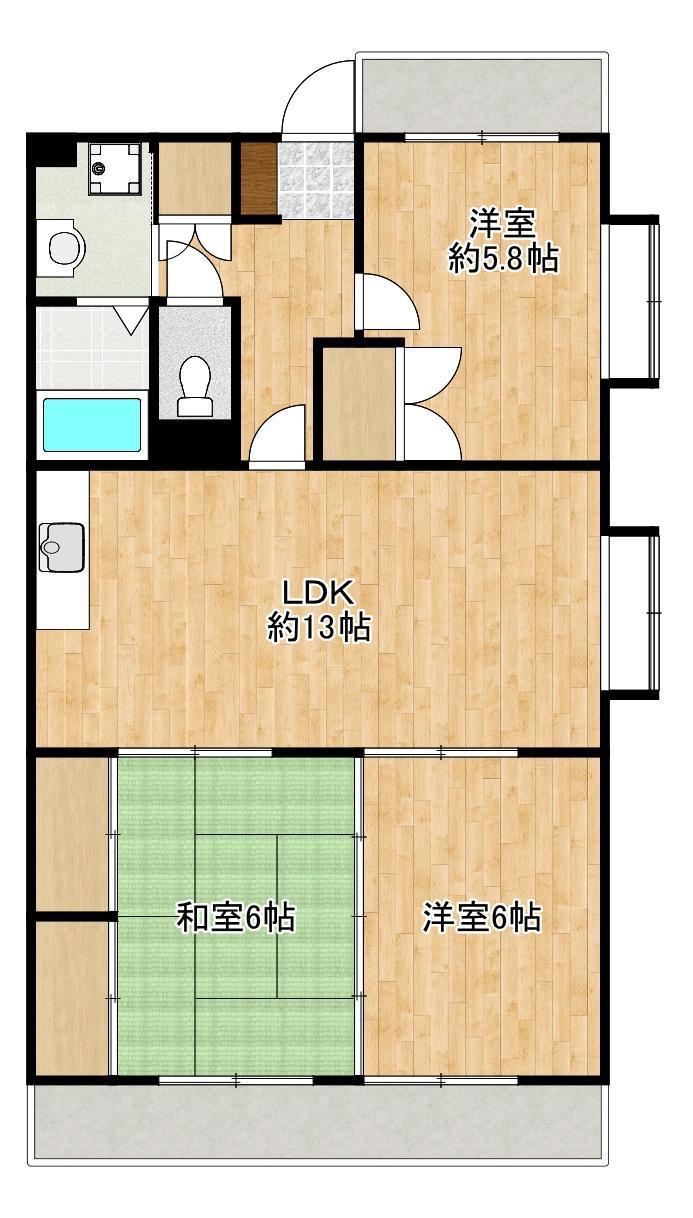 ヴィラコンフォート(3LDK/2階)の間取り写真