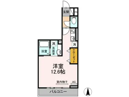 ヴィラパティオC(ワンルーム/2階)の間取り写真