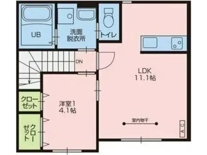 LANCHEIV(1LDK/2階)の間取り写真