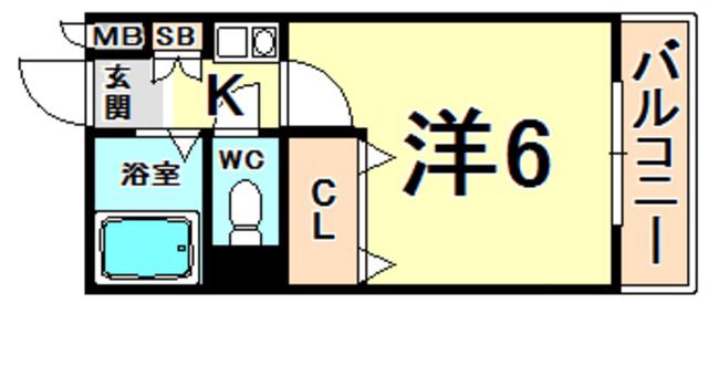 ＪＲ東海道本線 立花駅 徒歩9分 3階建 築31年(1K/2階)の間取り写真