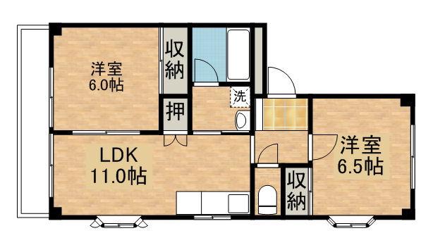 イースタンピュア(2LDK/2階)の間取り写真