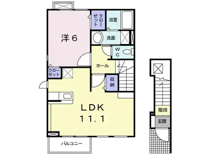 LINOコートII(1LDK/2階)の間取り写真