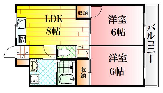 クリオール(2LDK/6階)の間取り写真