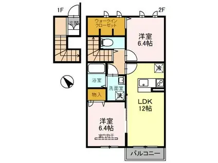 カーサ・ポラリスIII(2LDK/2階)の間取り写真