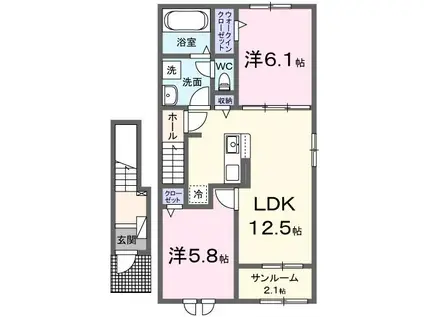 KAM KAM(2LDK/2階)の間取り写真