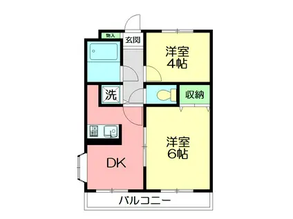 ワコーレエレガンス秦野(2DK/2階)の間取り写真