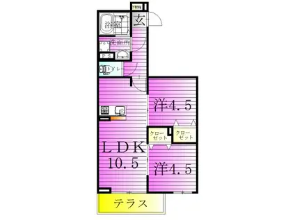 セレスティア南花畑III(2LDK/1階)の間取り写真