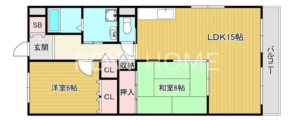 フローラ青山(3LDK/6階)の間取り写真