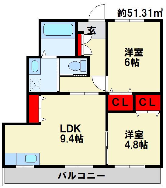 グリーンガーデンI(2LDK/2階)の間取り写真