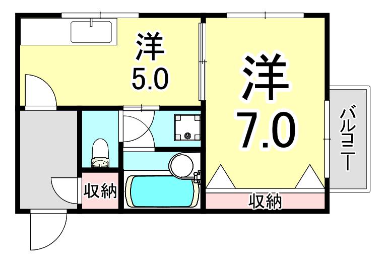 ソレイユパレス(1DK/1階)の間取り写真
