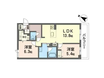 ユラン マグノリア(2LDK/2階)の間取り写真