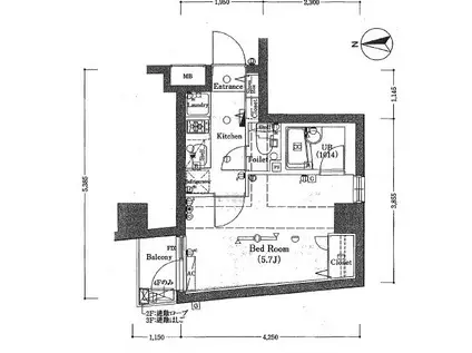 ブライズ新宿中井(1K/4階)の間取り写真
