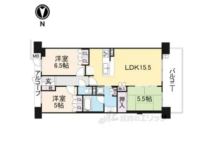 ジオ阪急洛西口ノースレジデンス(3LDK/15階)の間取り写真