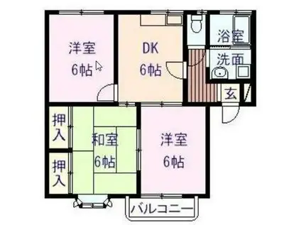 トランキル羽原 B棟(3DK/2階)の間取り写真