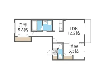フローリス(2LDK/3階)の間取り写真