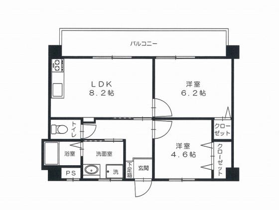 スペンドーレI(2LDK/4階)の間取り写真