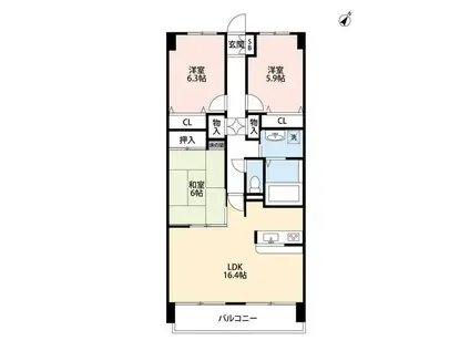 アーサー京町パークシティ(3LDK/6階)の間取り写真
