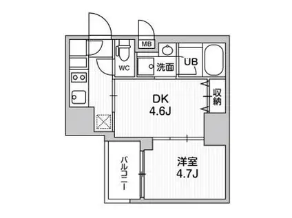 SYFORME大井町II(1DK/12階)の間取り写真