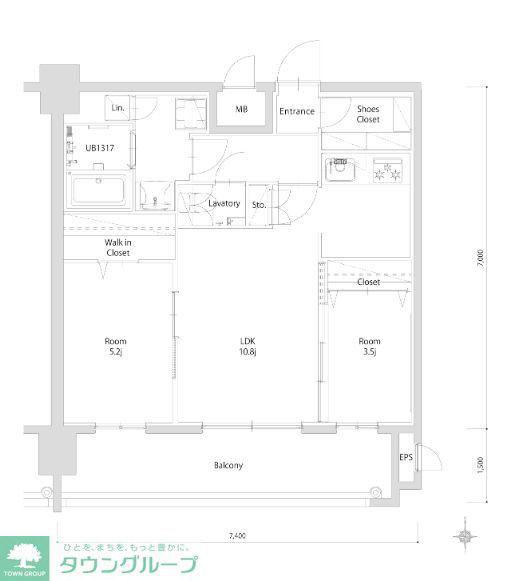 エンクレスト博多PARKSIDE(2LDK/14階)の間取り写真
