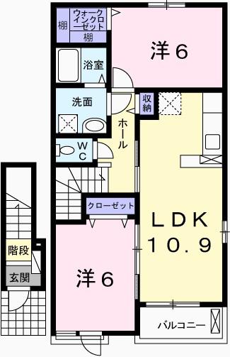 アルモニ カルム(2LDK/2階)の間取り写真