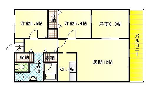 N515(3LDK/2階)の間取り写真