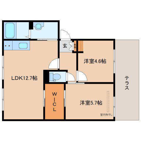 ハイツ池田D棟(2LDK/1階)の間取り写真